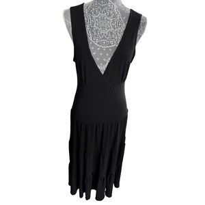 AGB Black Sleeveless Tiered Maxi Comfortable Dress V Neck Size 8 Made in USA